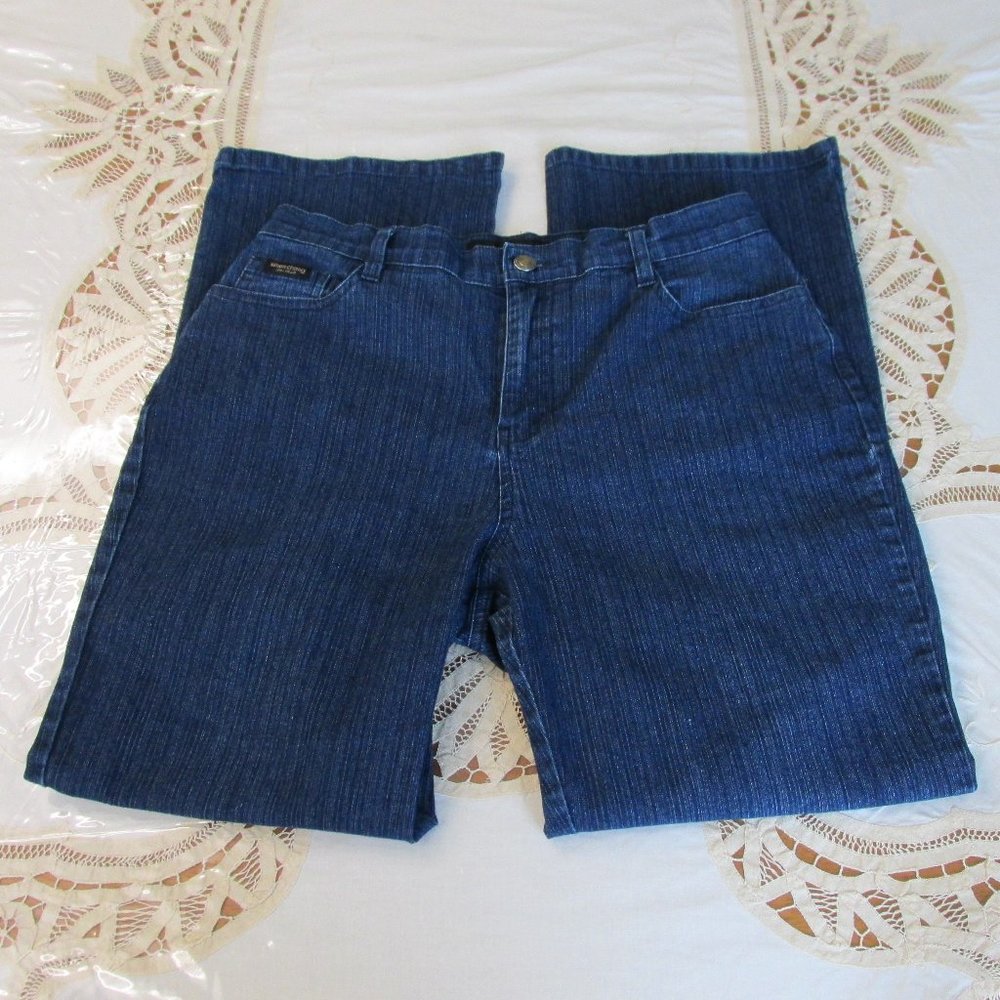 Simon Chang Denim 3-Pocket High-Rise Dark-Wash Blue Jeans Size 10